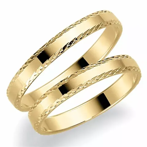 3 mm gifteringer i 14 karat gull - par