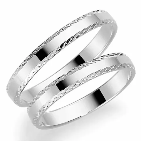 3 mm gifteringer i 9 karat hvitt gull - par