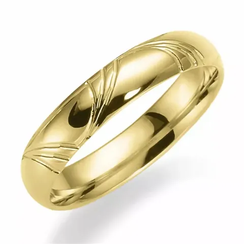 Mønstret 4 mm giftering i 9 karat gull