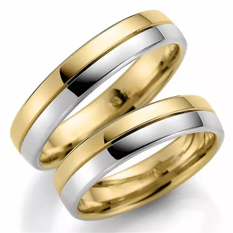 5 mm gifteringer i 14 karat gull og hvitt gull - par