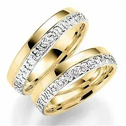 Tofarget 5 mm gifteringer i 14 karat gull og hvitt gull - par