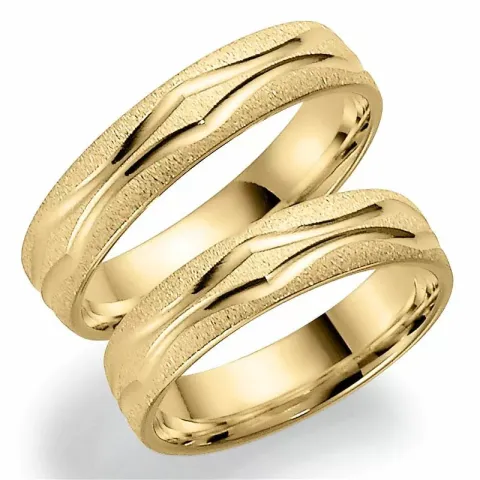 Mønster 5 mm gifteringer i 9 karat gull - par