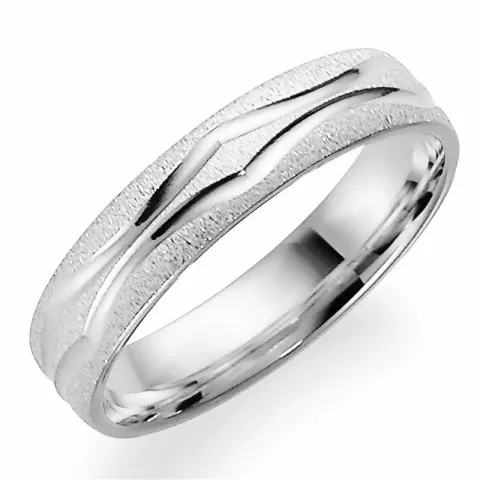 Mønstret 5 mm giftering i 9 karat hvitt gull