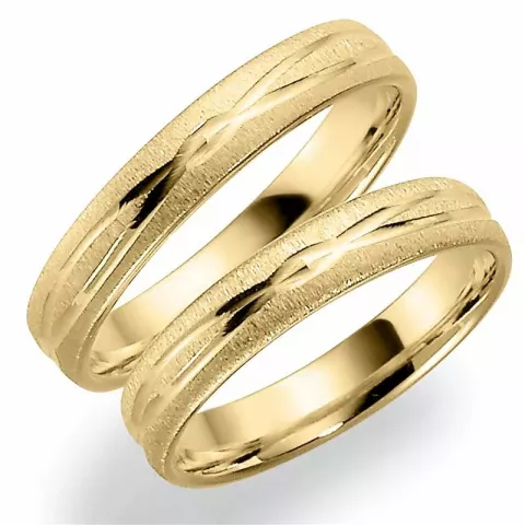 Mønster 4 mm gifteringer i 9 karat gull - par