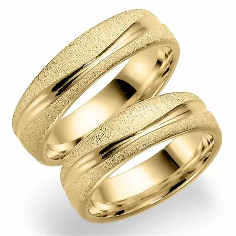 Mønster 6 mm gifteringer i 14 karat gull - par