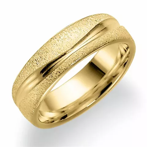 Mønstret 6 mm giftering i 9 karat gull