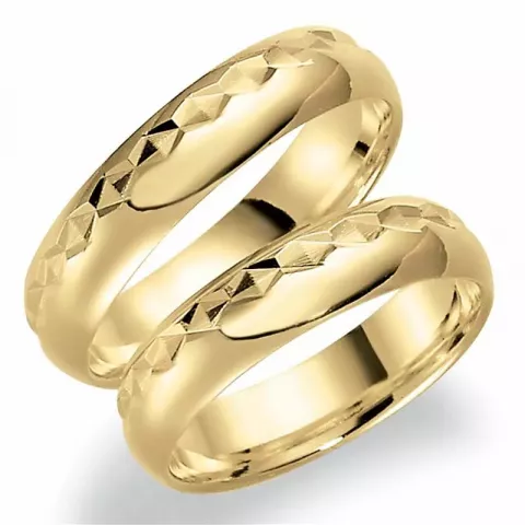 mønster 5 mm gifteringer i 14 karat gull - par