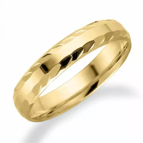 Mønstret 4 mm giftering i 14 karat gull