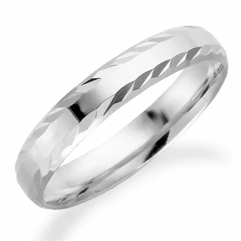 Mønstret 4 mm giftering i 9 karat hvitt gull