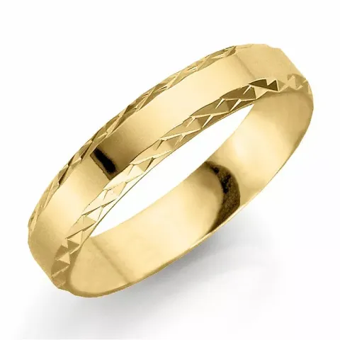 Mønstret 4 mm giftering i 14 karat gull