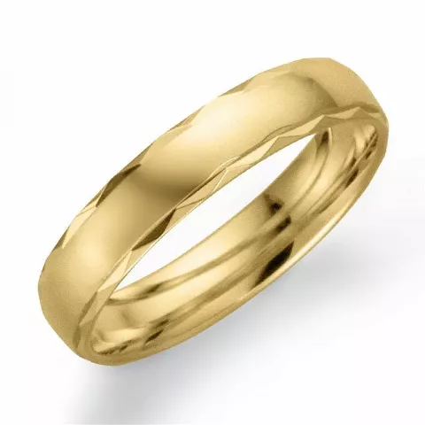 Mønstret 4 mm giftering i 9 karat gull