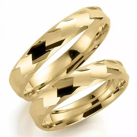 Mønster 4 mm gifteringer i 14 karat gull - par