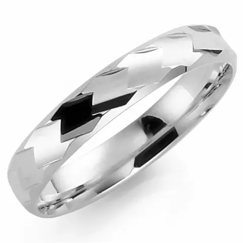Mønstret 4 mm giftering i 14 karat hvitt gull