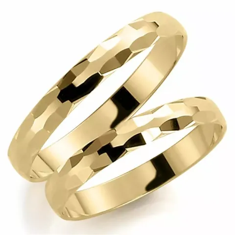 Smale 3 mm gifteringer i 14 karat gull - par