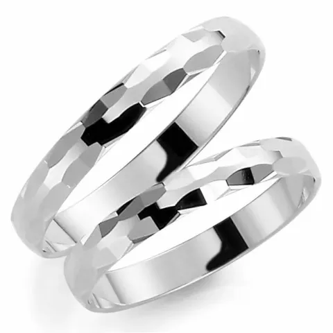 Smale 3 mm gifteringer i 14 karat hvitt gull - par
