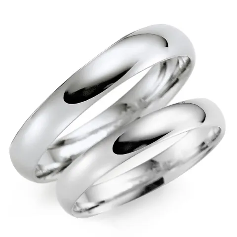 3 og 4 mm gifteringer i 14 karat hvitt gull - par