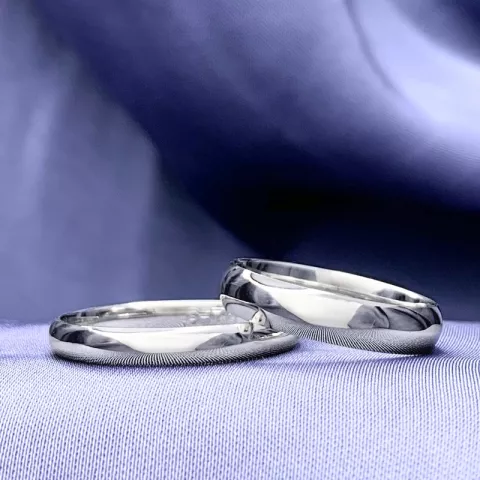 3 og 4 mm gifteringer i 9 karat hvitt gull - par