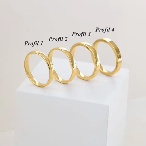 3 mm gifteringer i 9 karat gull 0,02 ct - par