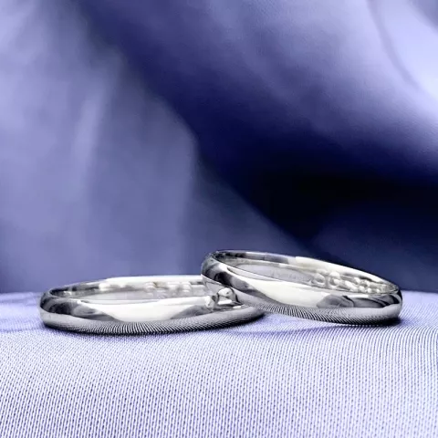 3 mm gifteringer i 9 karat hvitt gull - par
