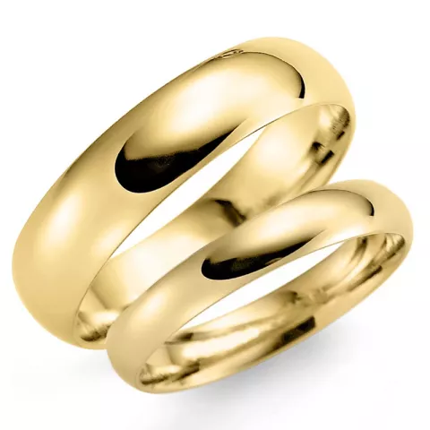 6 og 3 mm gifteringer i 14 karat gull - par
