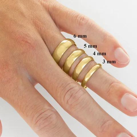 6 og 3 mm gifteringer i 14 karat gull - par