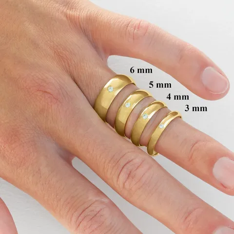 6 og 3 mm gifteringer i 14 karat gull 0,02 ct - par