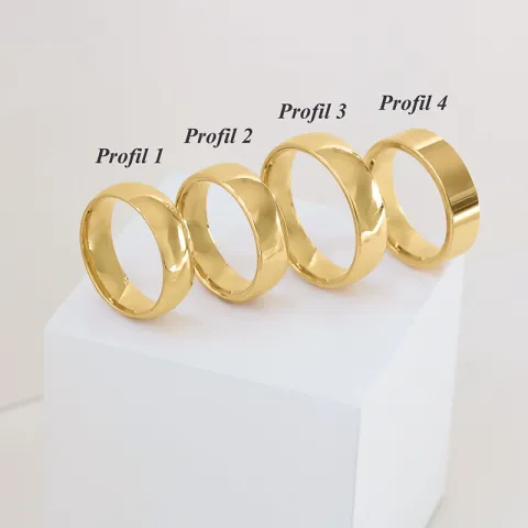 6 og 4 mm gifteringer i 9 karat gull 0,03 ct - par