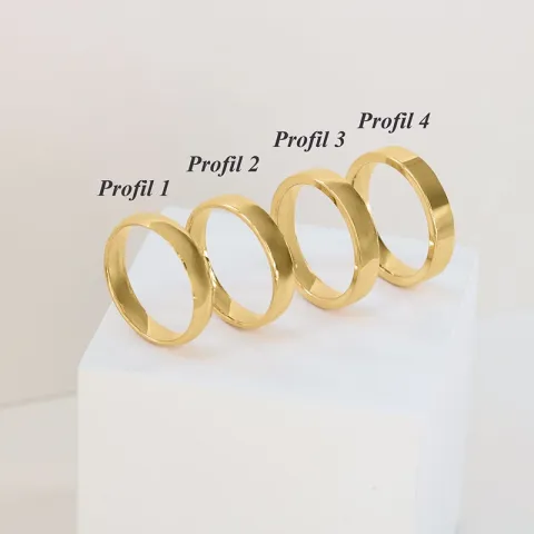 6 og 4 mm gifteringer i 9 karat gull 0,03 ct - par