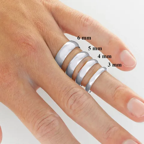 6 og 4 mm gifteringer i 9 karat hvitt gull 0,03 ct - par