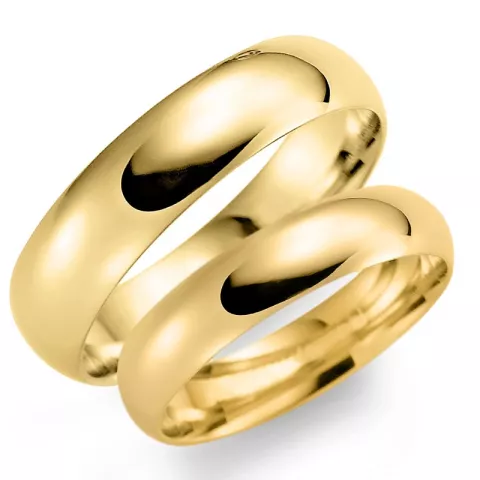 6 og 5 mm gifteringer i 14 karat gull - par