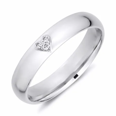 4 mm hjerte diamant giftering i 9 karat hvitt gull 0,01 ct