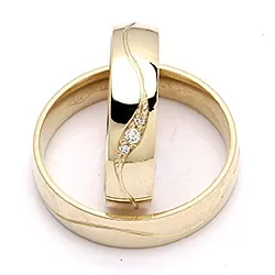 5 mm diamant gifteringer i 14 karat gull 0,008 ct og 0,02 ct - par