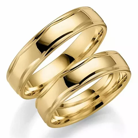 Mønster 5 mm gifteringer i 14 karat gull - par