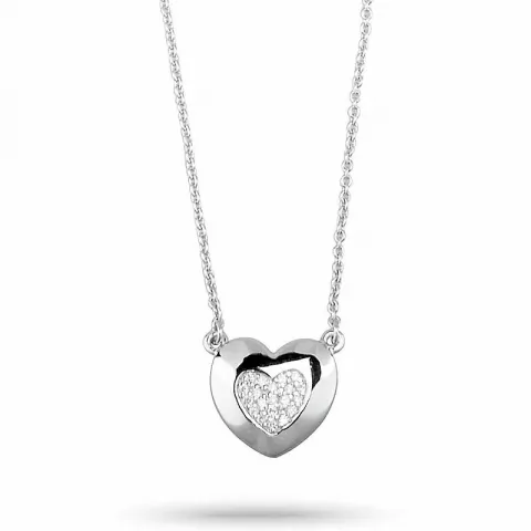 hjerte zirkon ankerhalskjede i sølv med hjerteanheng i sølv