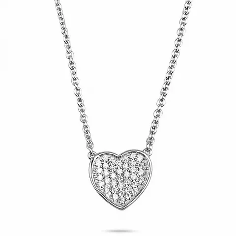 hjerte zirkon halskjede i sølv med hjerteanheng i sølv