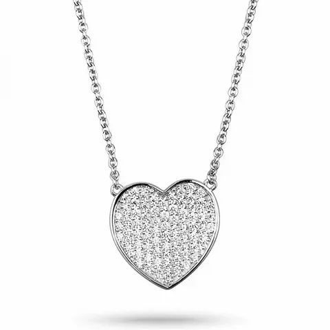 Stort hjerte ankerhalskjede i sølv med hjerteanheng i sølv