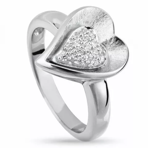 Elegant hjerte zirkon ring i sølv