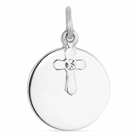 rundt kors anheng i sølv