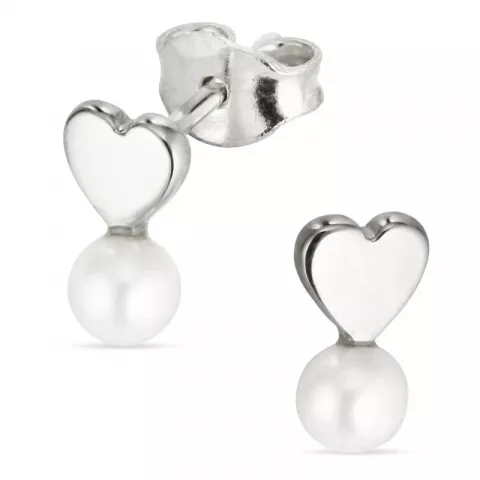 hjerte perle øredobber i sølv