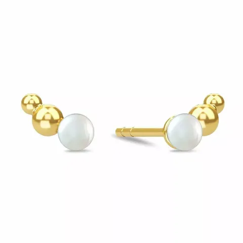 liten Spinning Open Pearl earring perle øredobber i forgylt sølv