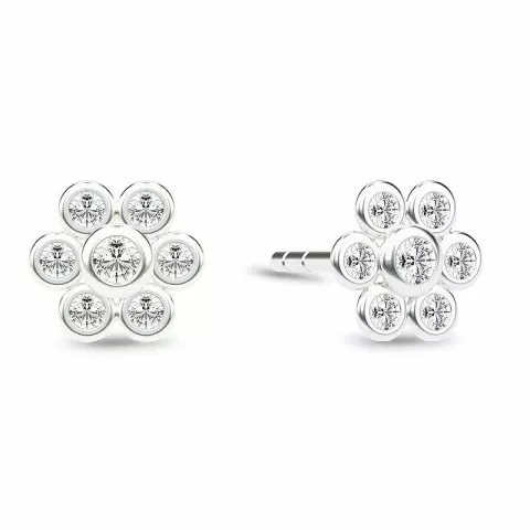 Spinning Beauty earring blomst øredobber i sølv hvit zirkon