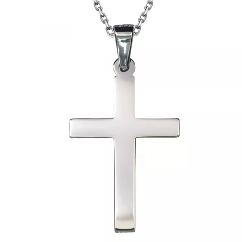 kors anheng med halskjede i sølv