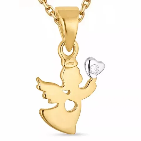 engel halskjede i forgylt sølv med anheng i forgylt sølv