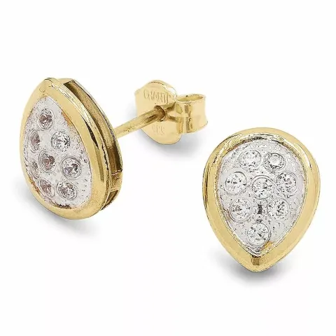 dråpe ørestikker i 14 karat gull og hvitt gull med 