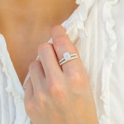 dobbelt zirkon ring i sølv