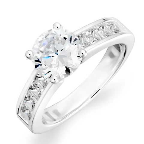 zirkon ring i sølv