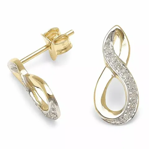 Infinity øredobber i 9 karat gull med diamant