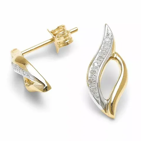 øredobber i 9 karat gull med diamant