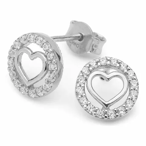 Runde hjerte ørestikker i sølv