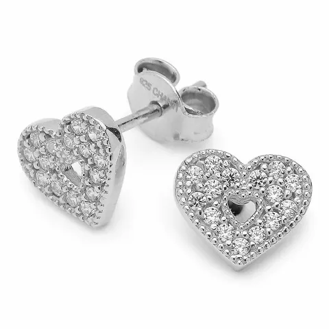 hjerte ørestikker i sølv